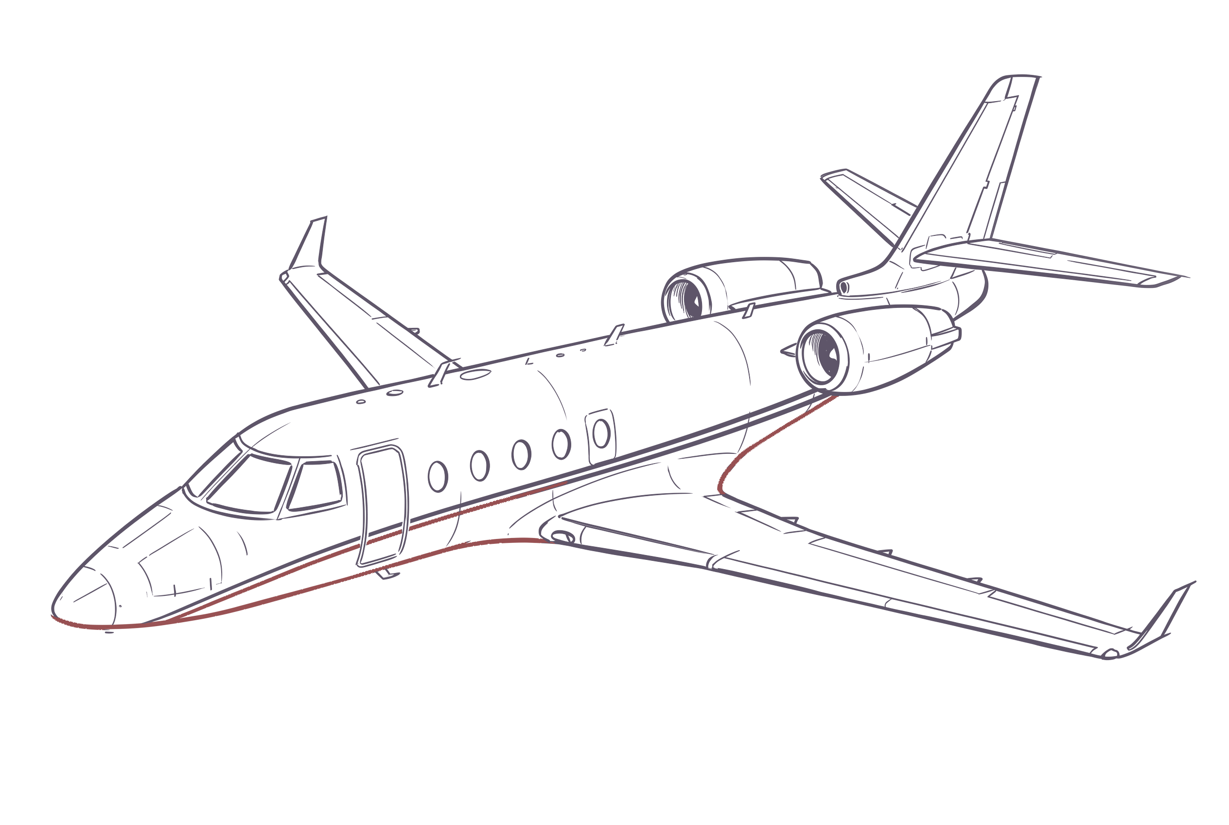 Gulfstream G150 line illustration, representative of Gulfstream G100